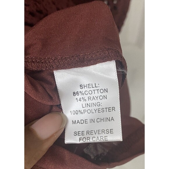 Lucy Paris Women's Size L Mia Crochet Brown Square Neck Midi Dress NEW - Picture 5 of 8